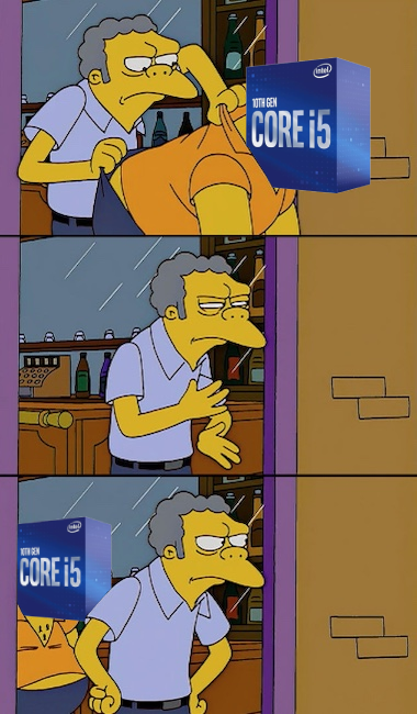 Simpsons Barney and Moe meme with Core i5