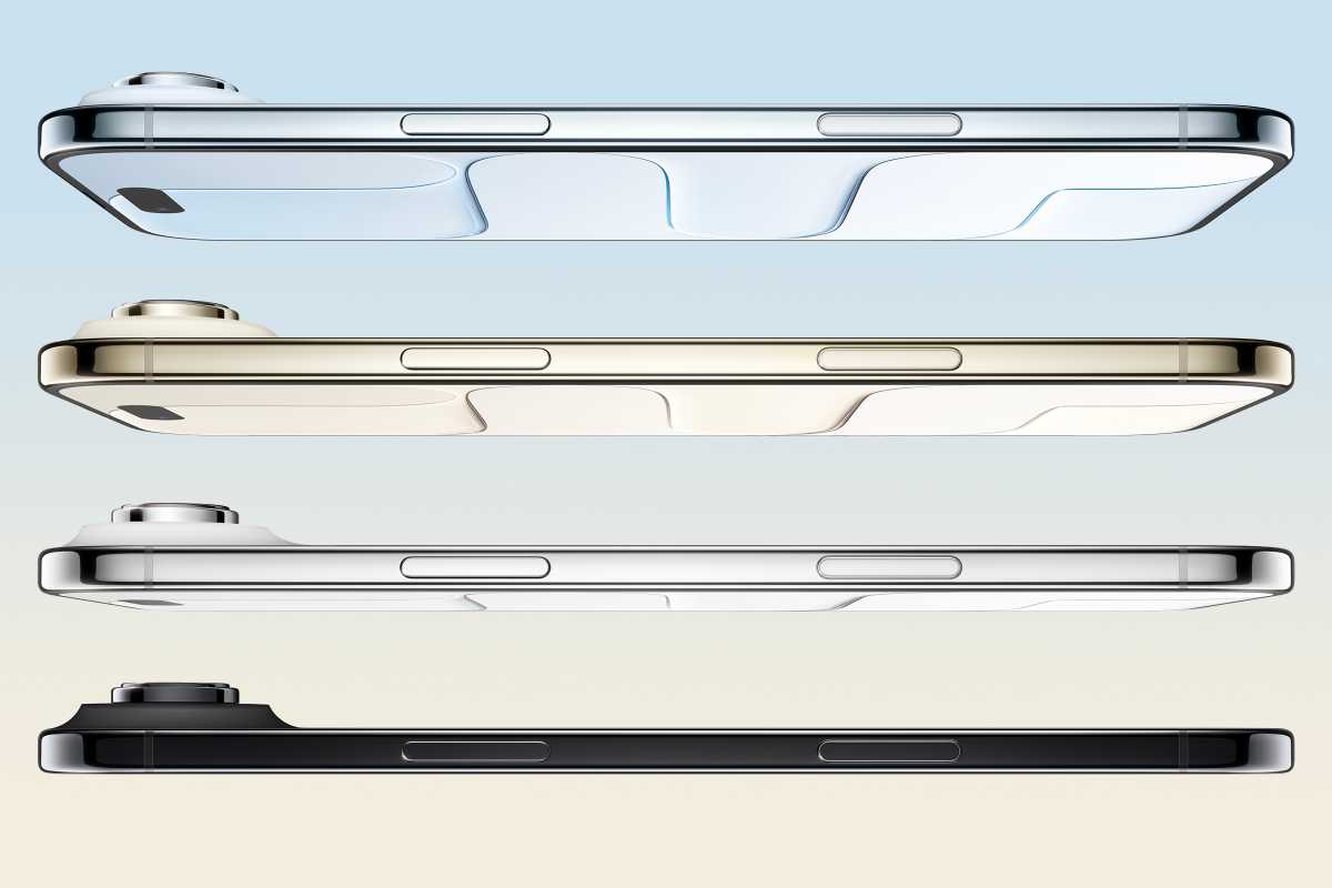 iPhone 17 Air in four colors: white, gold, blue, black