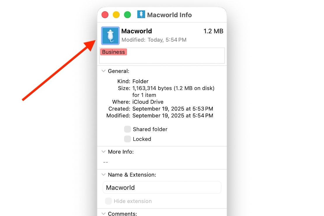 MacOS Obtener icono de información