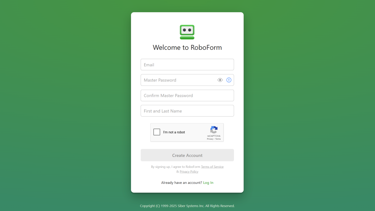 RoboForm signup