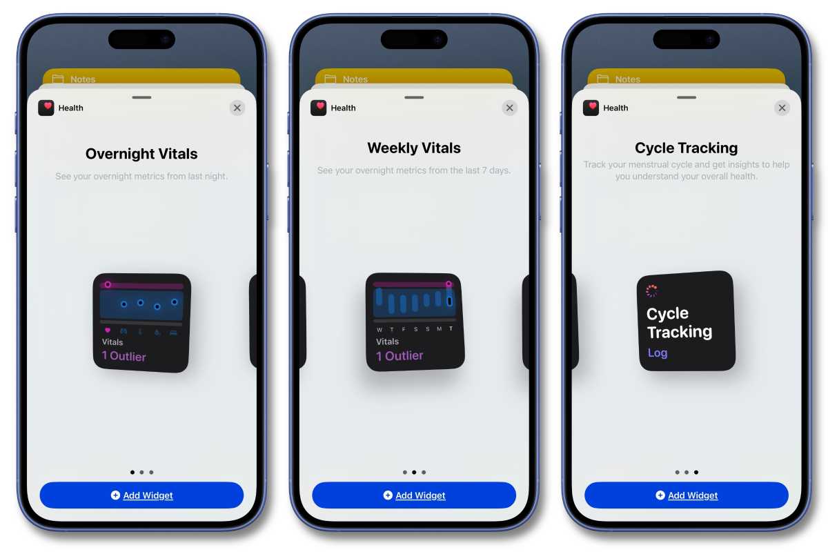 Vitales widgets iPhone