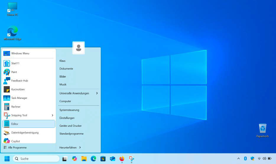 Das sieht doch wie Windows 10 aus? In der Tat – mit den passenden Tools holen Sie sich das vertraute Aussehen des alten Betriebssystems als Benutzeroberfläche für das aktuelle Windows 11 auf den Rechner.