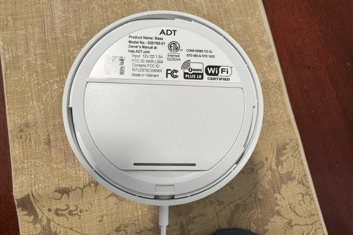 ADT Alarm base station bottom