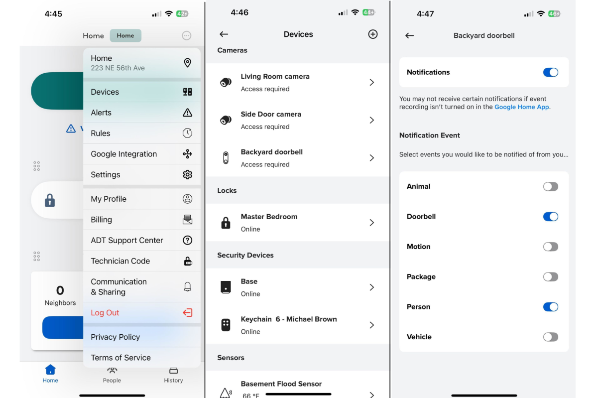 ADT Home Security app screenshots