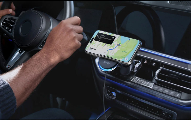 Anker Prime Car Charger in car navigation