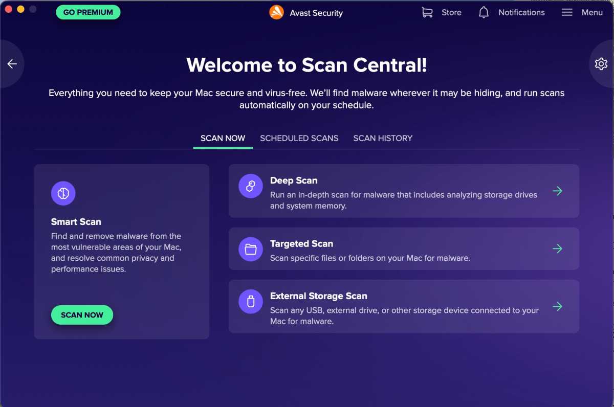 AvastFree Thypes of scan