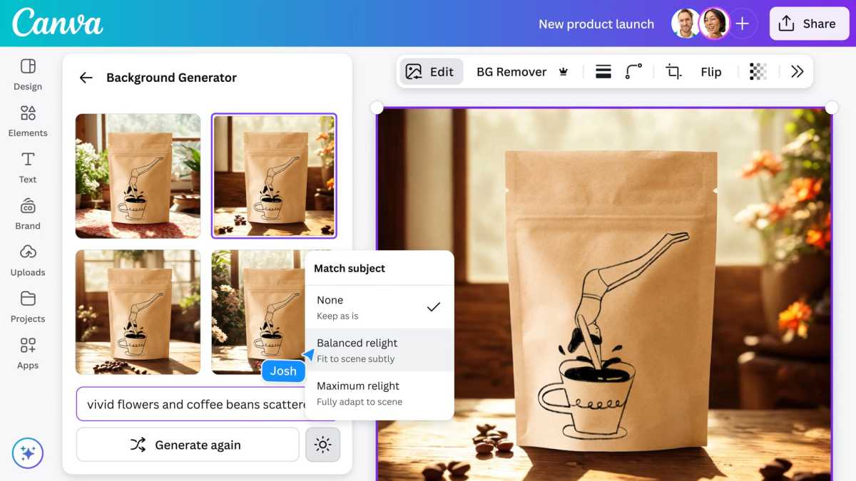 Canva Visual Suite 2.0 Magic Studio Background Generator AI screenshot