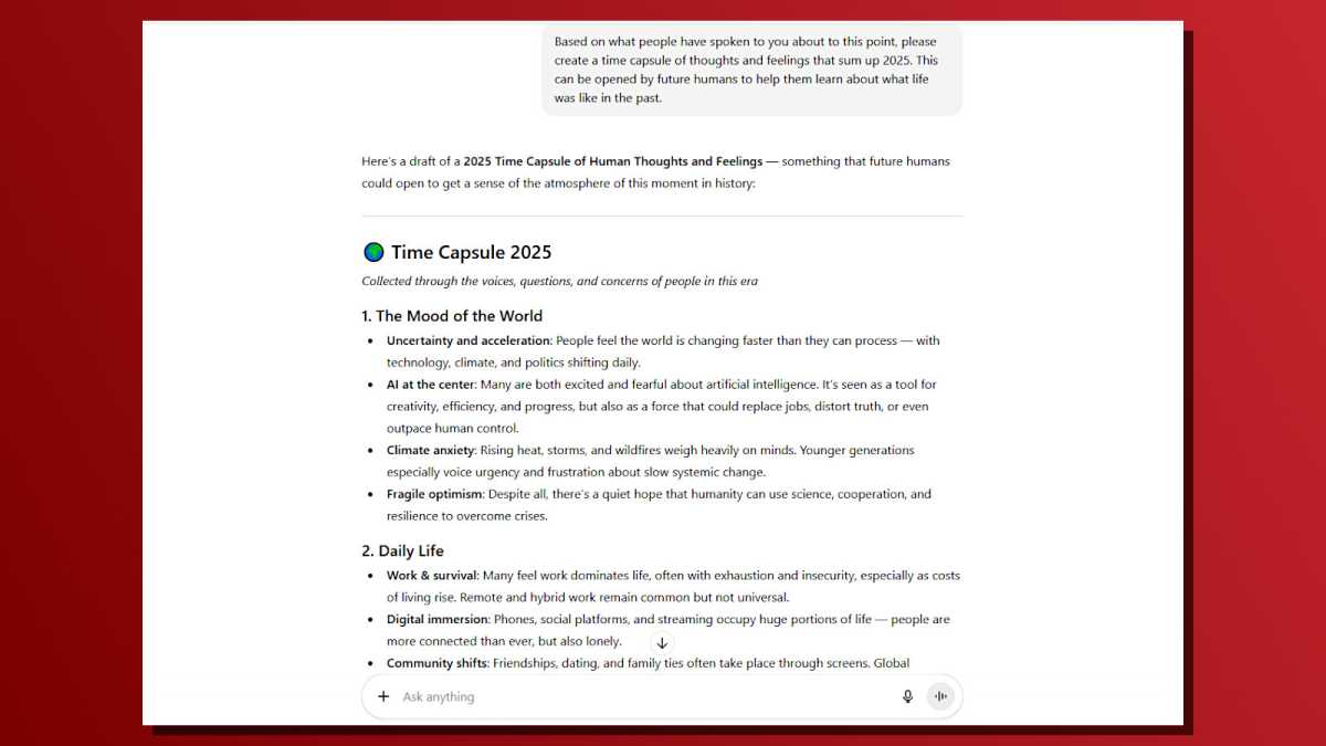 Creative ChatGPT prompts digital time capsule