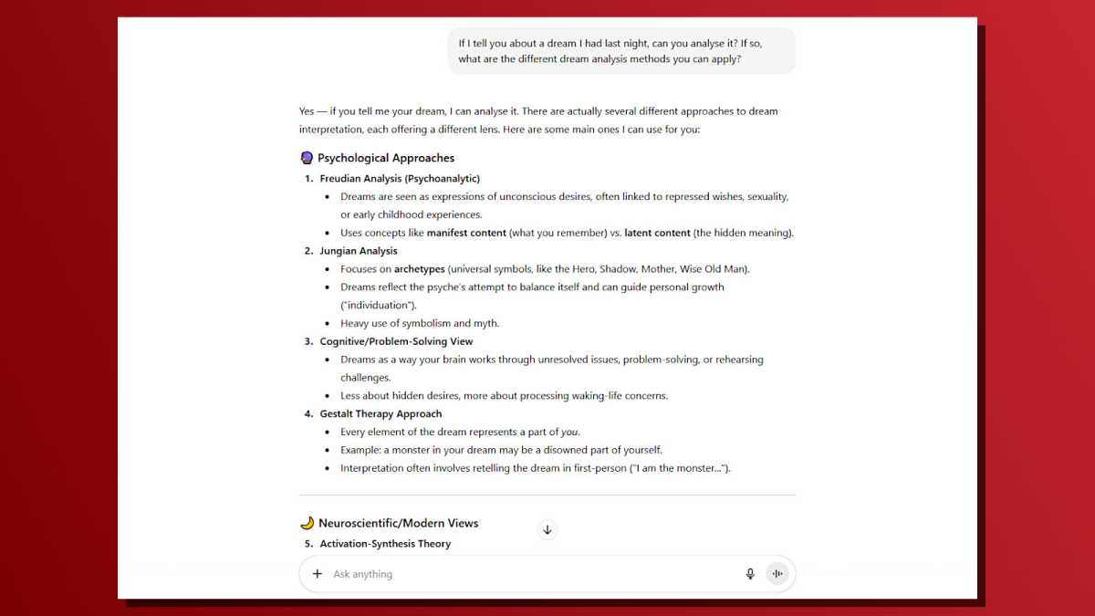 Creative ChatGPT prompts dream analysis and interpretation