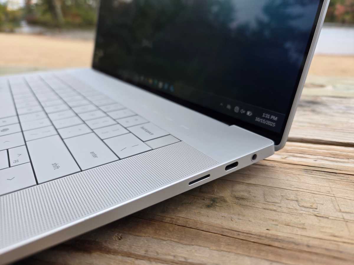 Dell 16 Premium right side at the lake