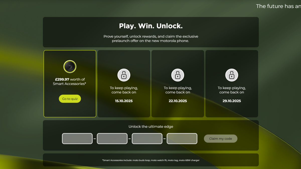 Motorola Edge 70 quiz for discount code