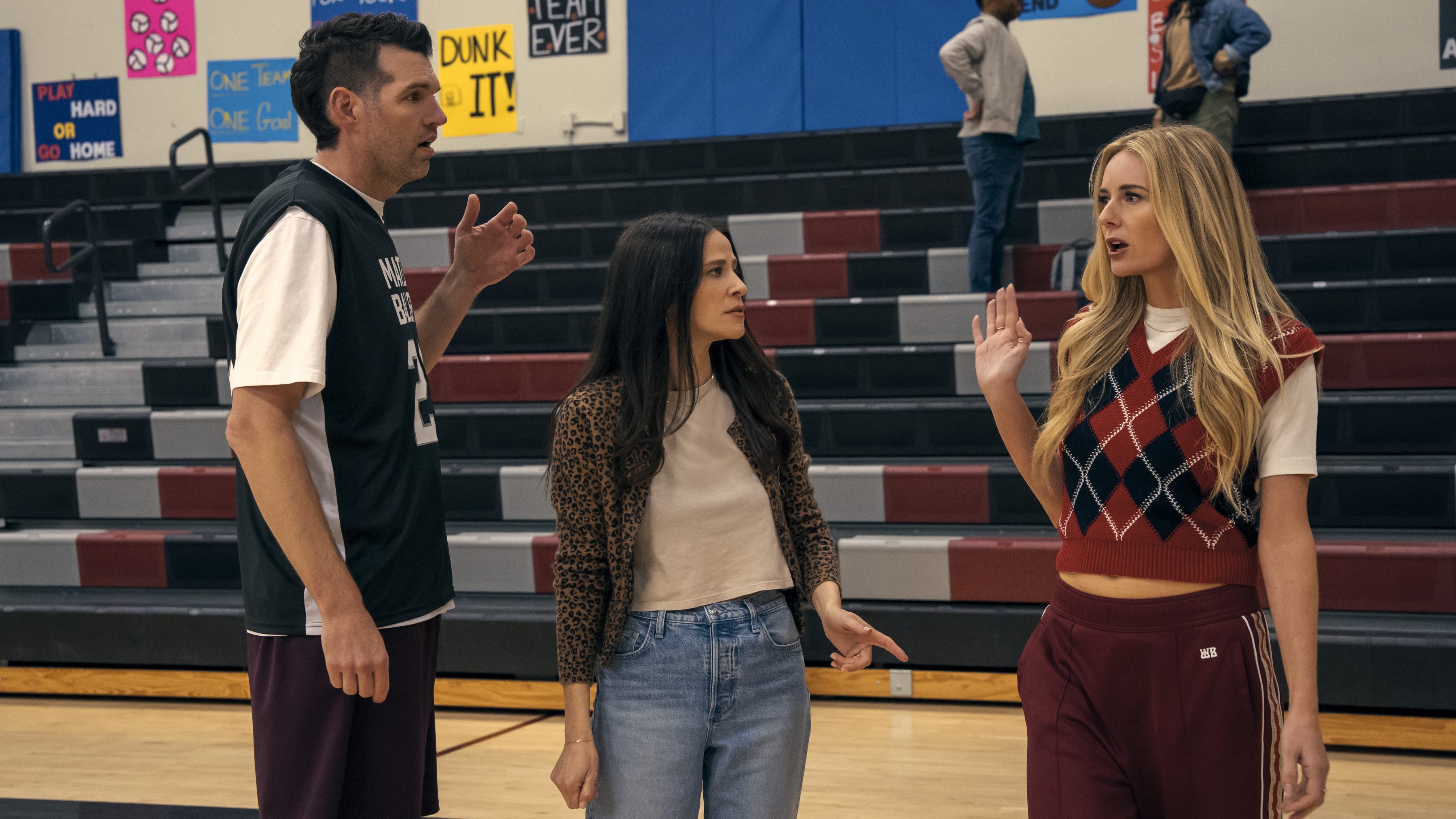 Nobody Wants This. (L to R) Timothy Simons as Sasha, Jackie Tohn as Esther, Justine Lupe as Morgan in episode 202 of Nobody Wants This. Cr. Erin Simkin/Netflix © 2025