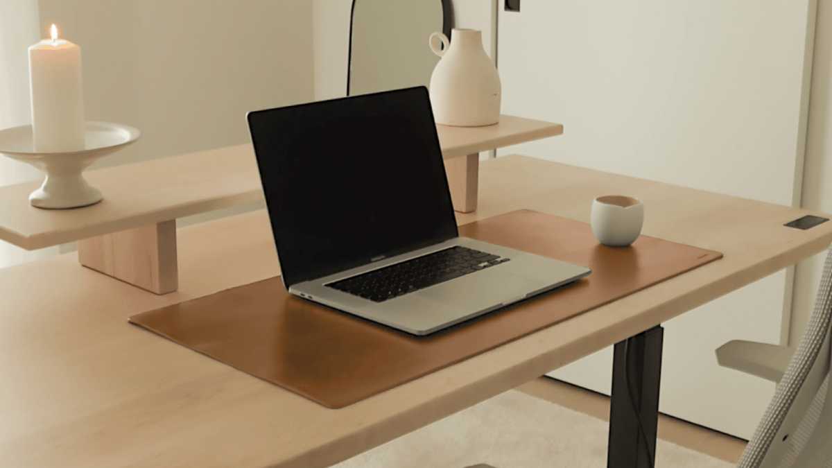 Ridiculous standing desk accessory Ergonofis leather desk pad