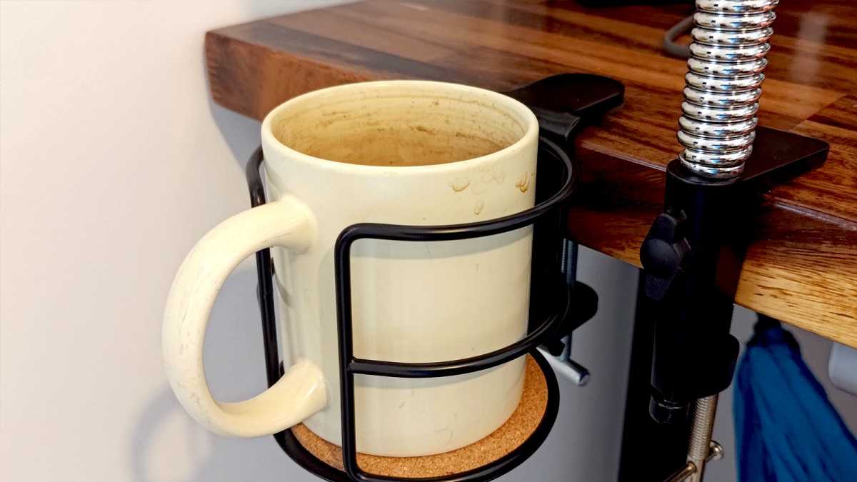 Ridiculous standing desk accessory cup holder