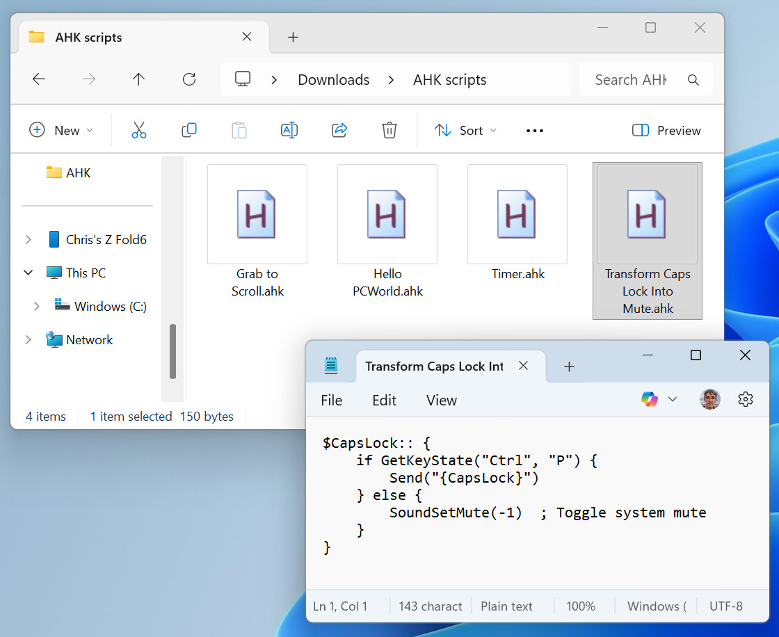 Writing and running an AutoHotkey script