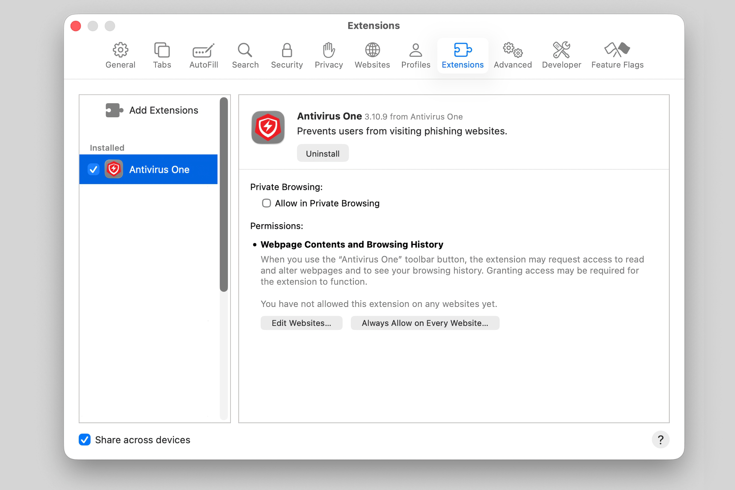 Antivirus One Safari