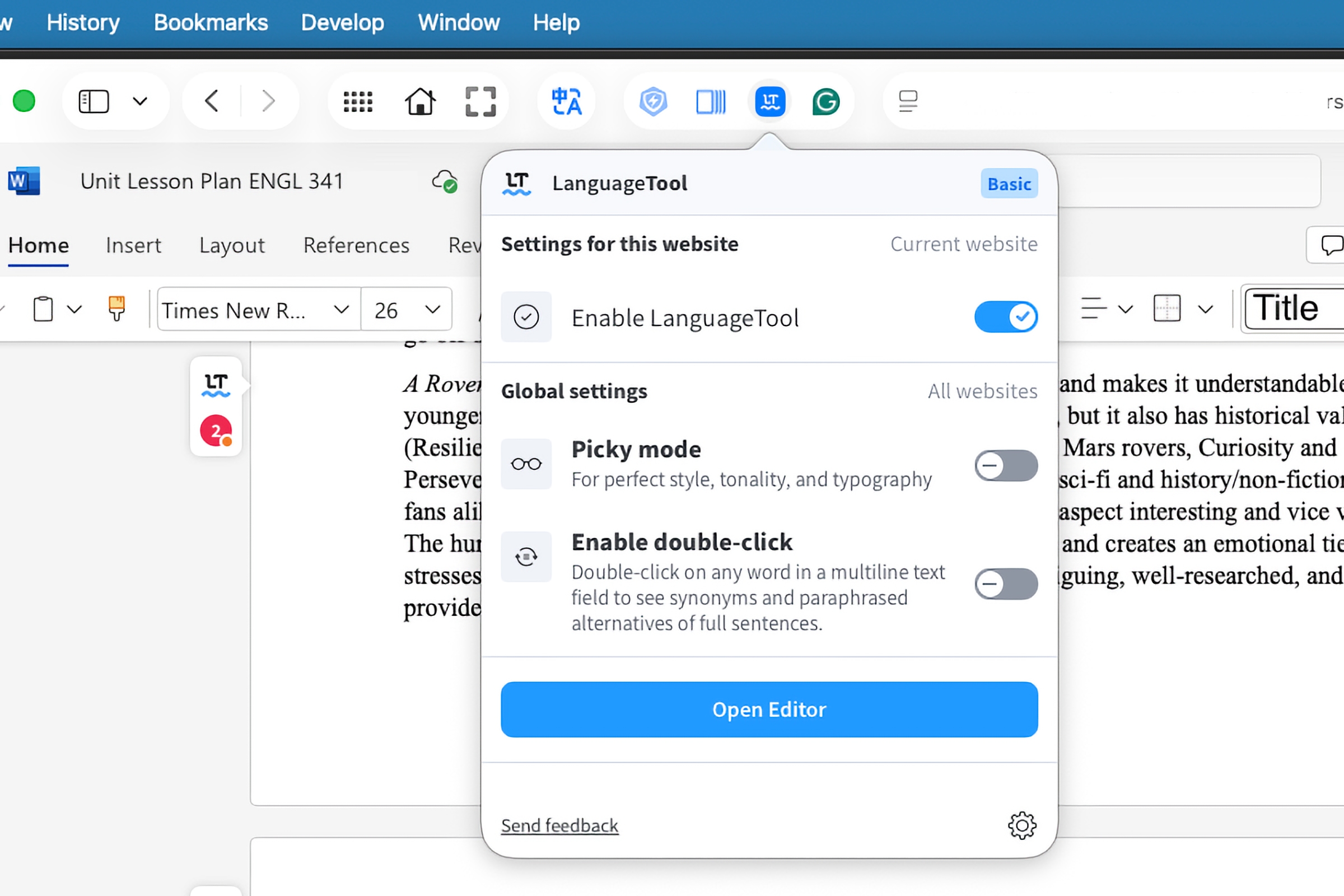 Language Tool Safari