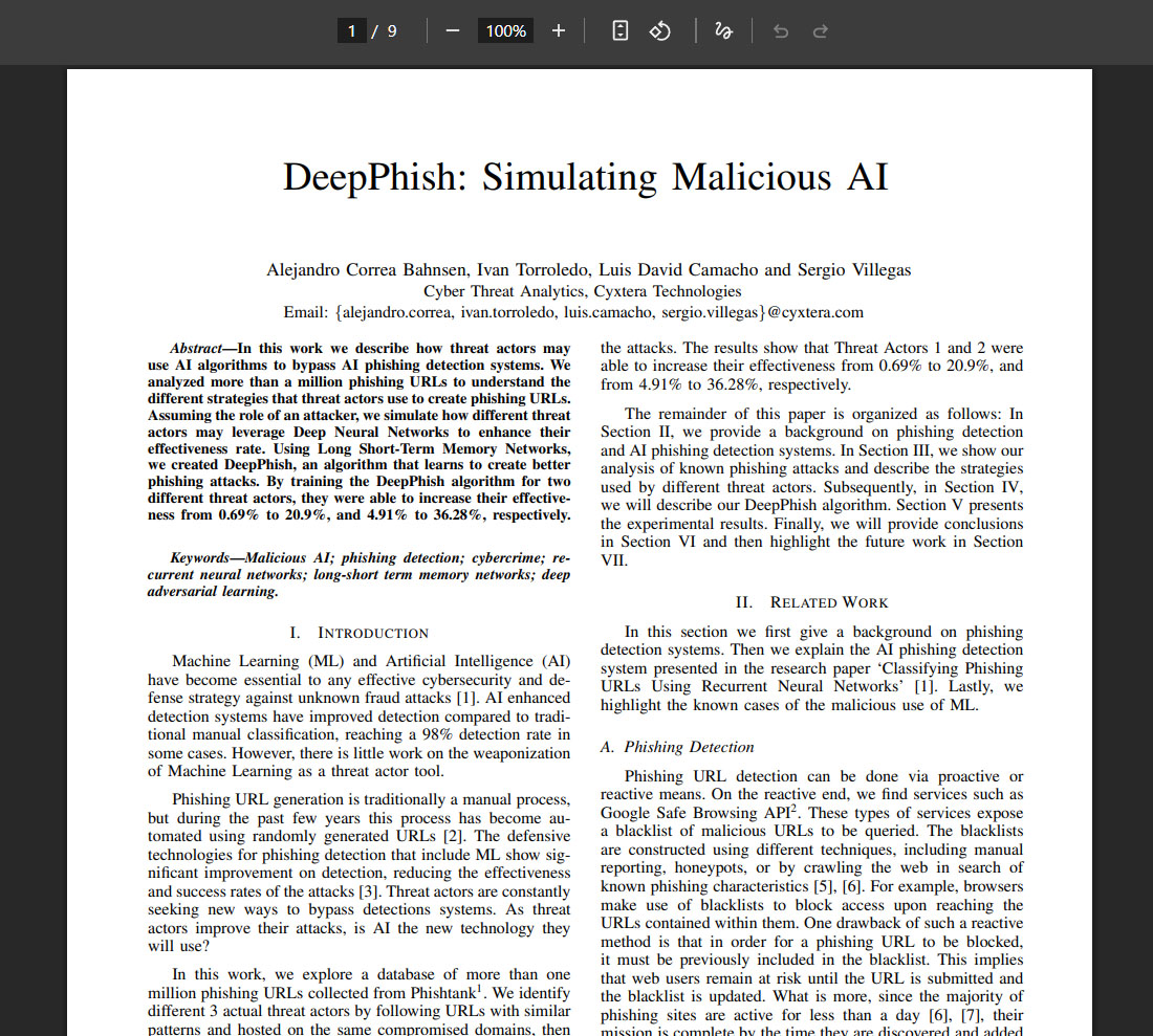 Für eine Studie erforschten Mitarbeiter der Firma Cyxtera, wie sich durch die Auswahl einer mit KI generierten Absenderadresse die Erfolgsquote bei Phishing- Mails erhöhen lässt.