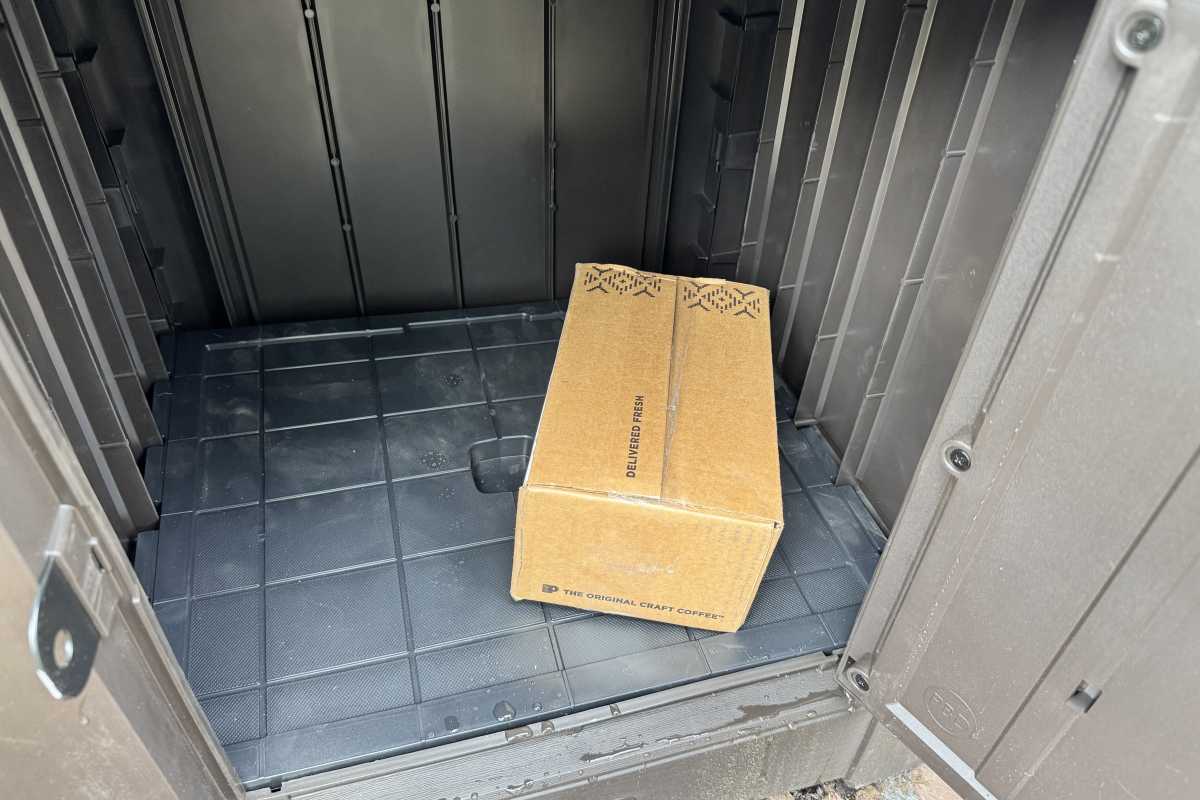 package inside Keter Package Delivery Box