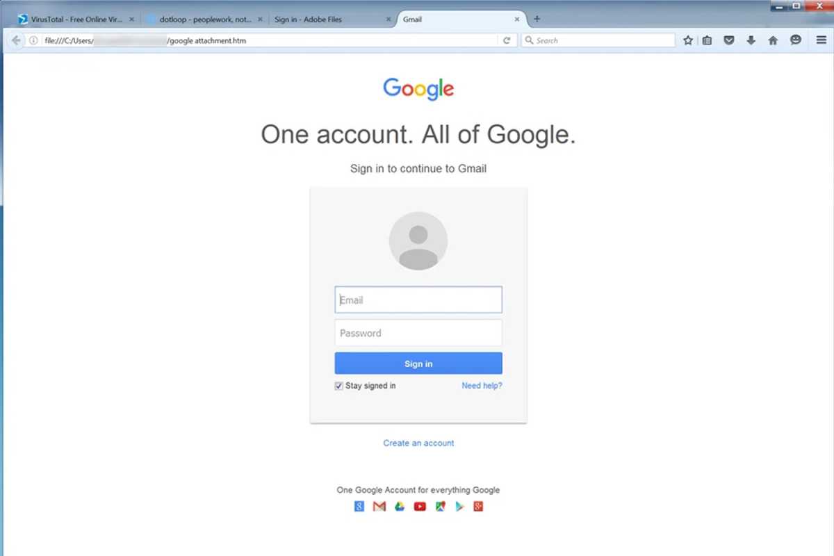 Phishing Scam example