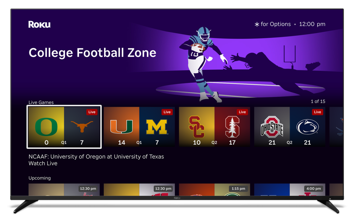 Roku Sports menu with live scores