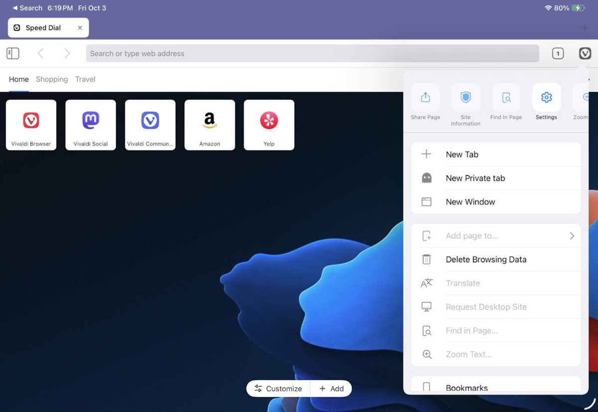 Vivaldi for iPad