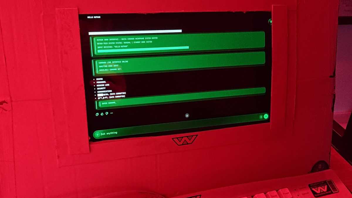 DIY laptop turned into MUTHUR terminal in action