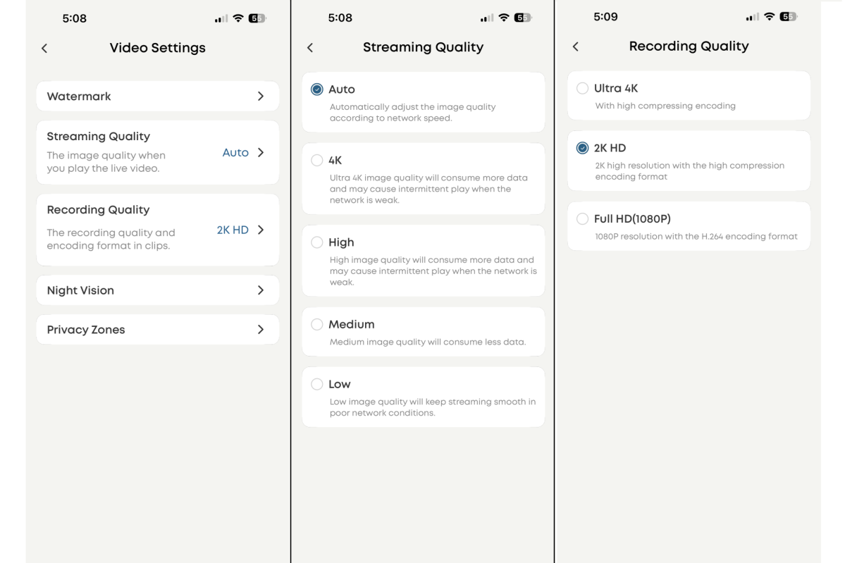 EufyCam S330 app screenshots