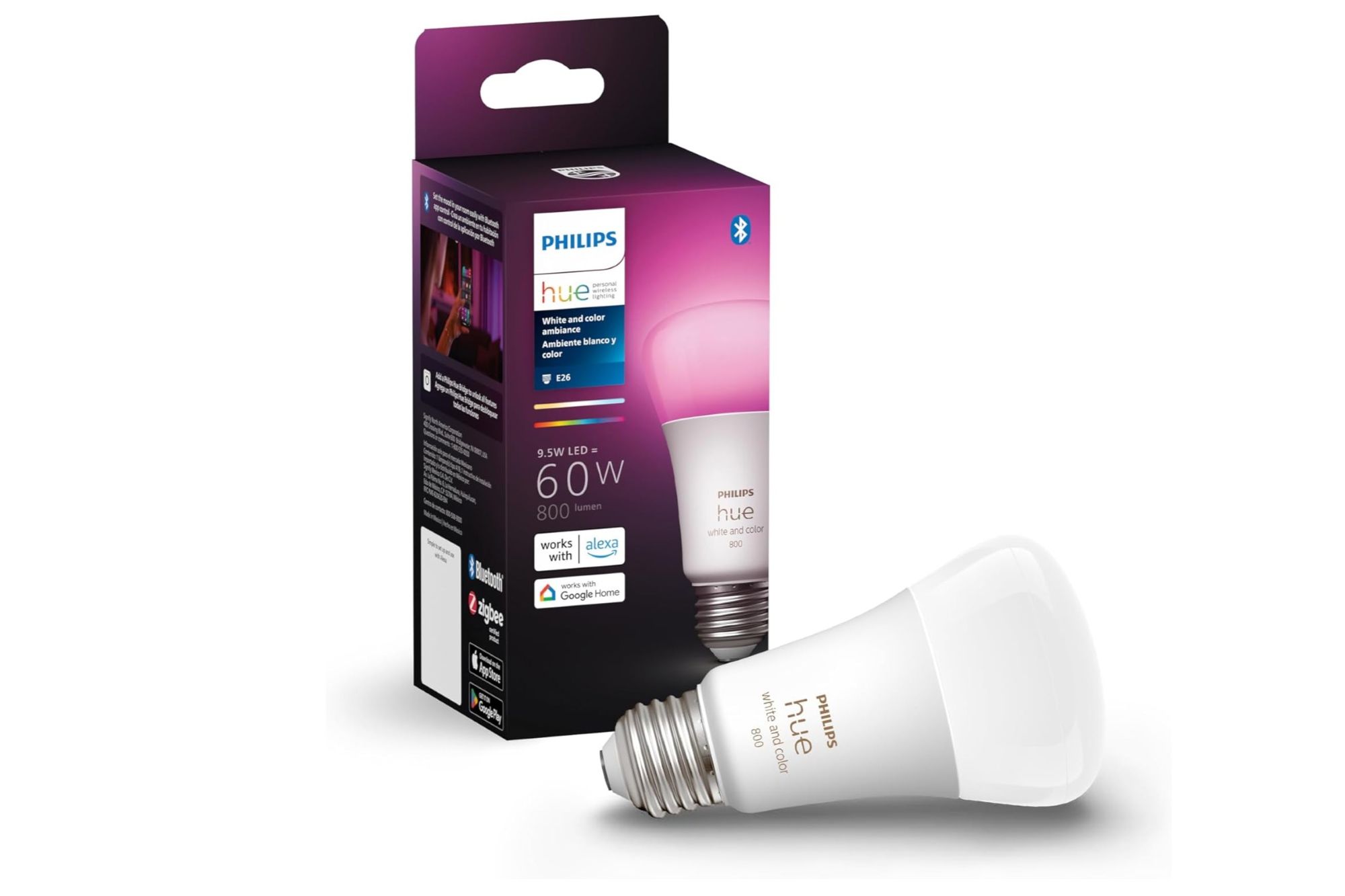 Philips Hue White and Color Ambiance A19 (Bluetooth + Zigbee)