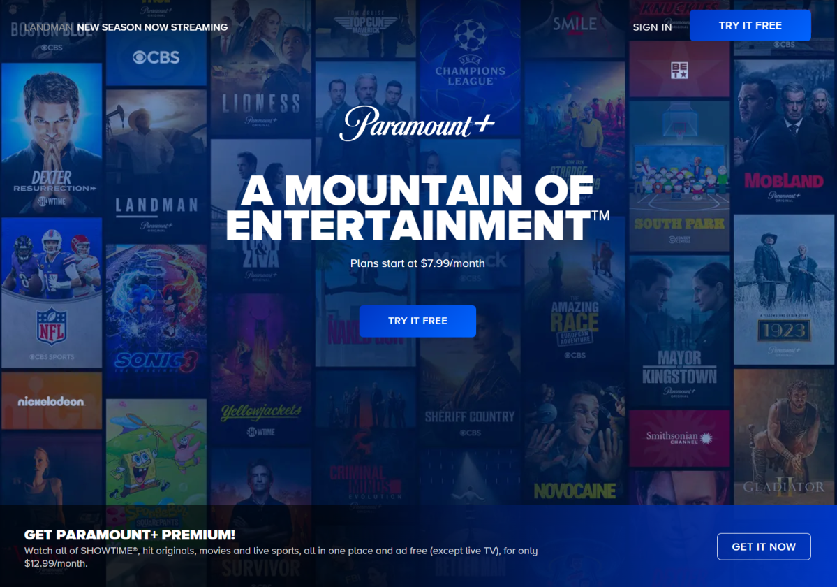 Paramount+ splash screen