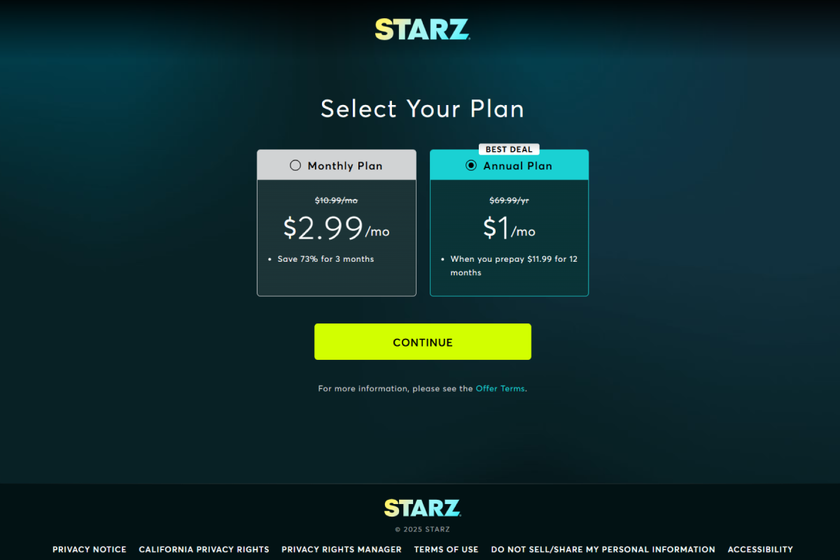 Starz Black Friday 2025 deal