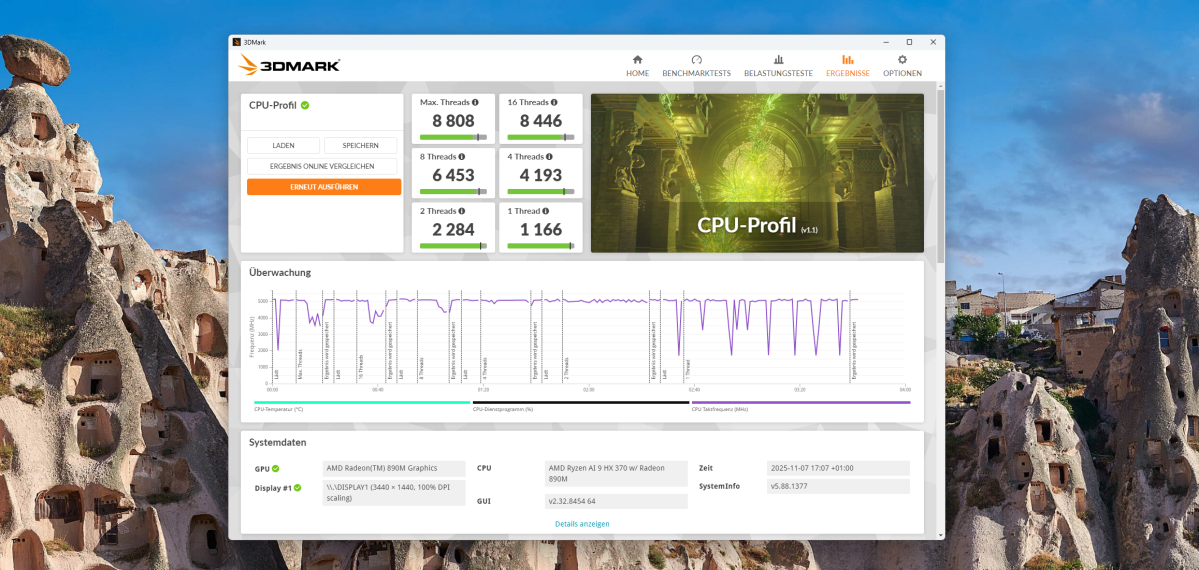Test SAPPHIRE EDGE AI 370 - CPU-Profil