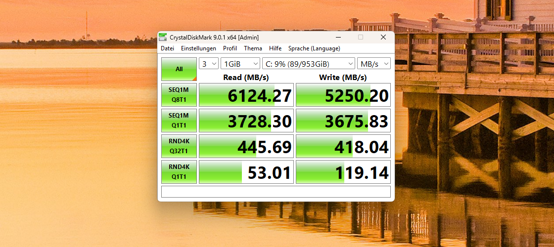 Test SAPPHIRE EDGE AI 370 - CrystalDiskMark
