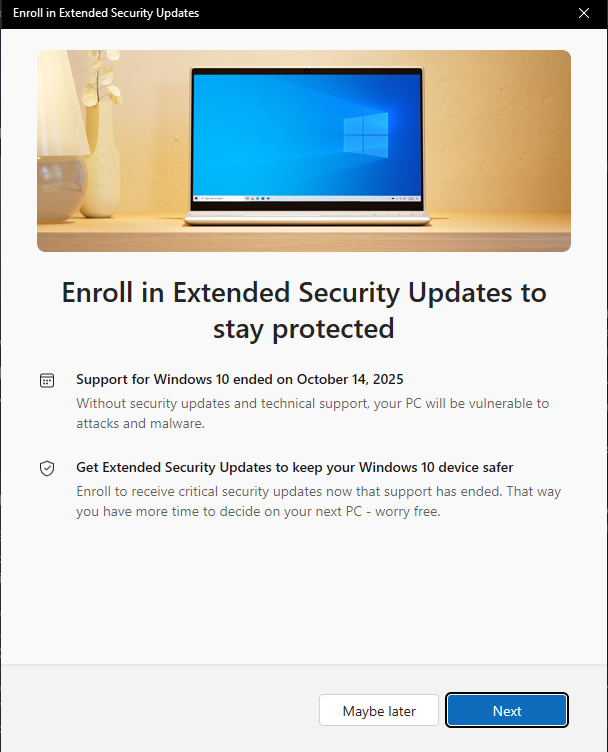 Enroll in Extended Security Updates