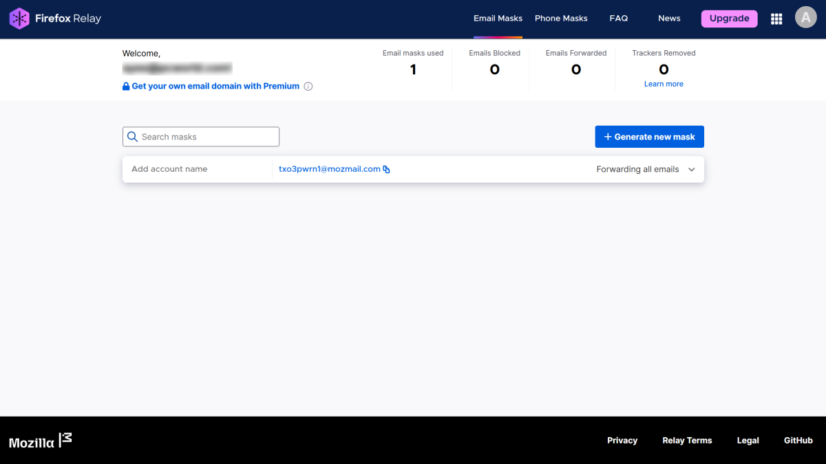 Firefox Relay (Nov 2025)