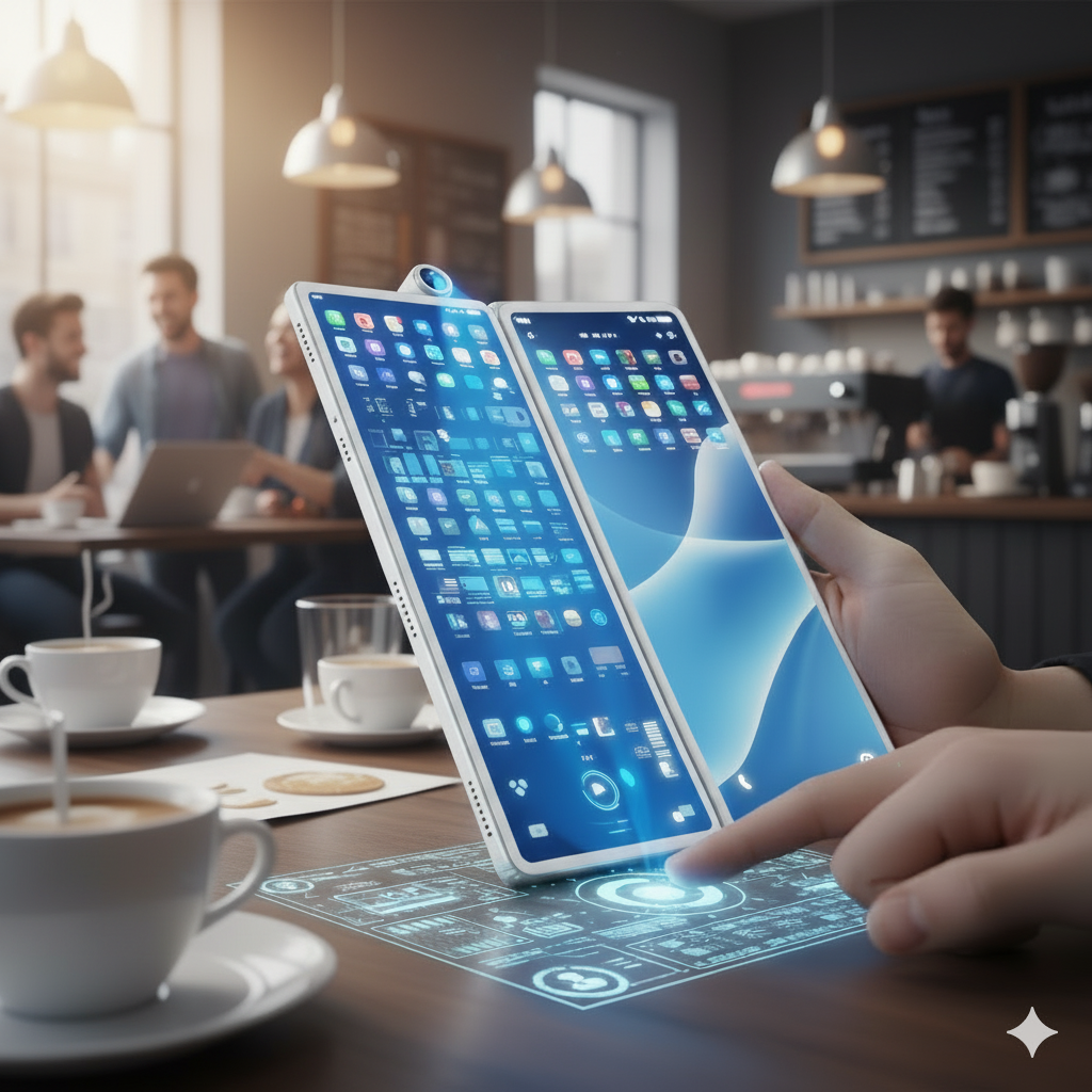 Diseño Gemini de un iPhone plegable ahora blanco