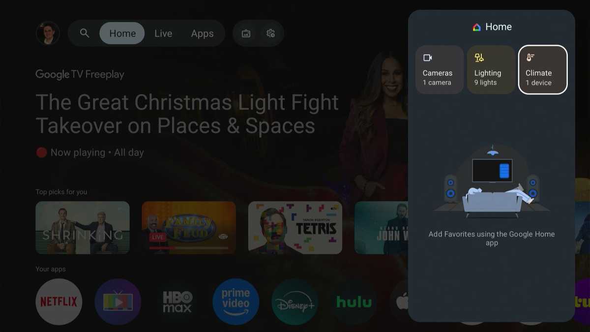 Smart home controls on the Walmart Onn 4K Plus