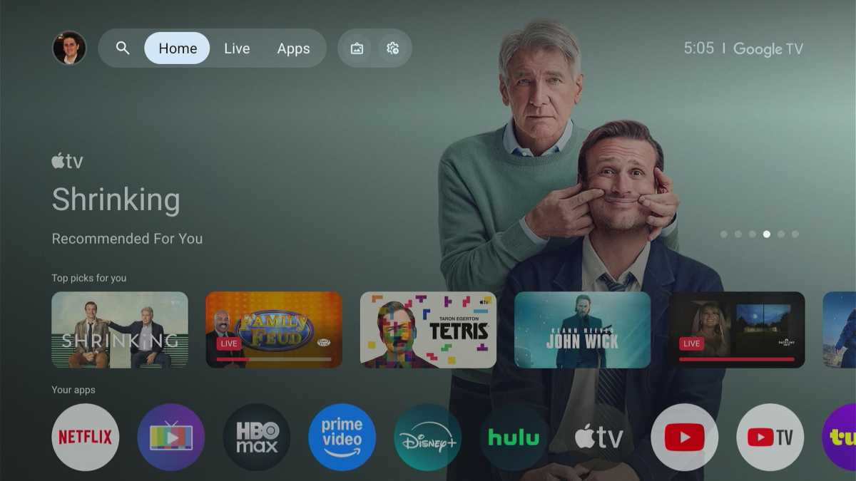 Walmart Onn 4K Plus home screen with Google TV