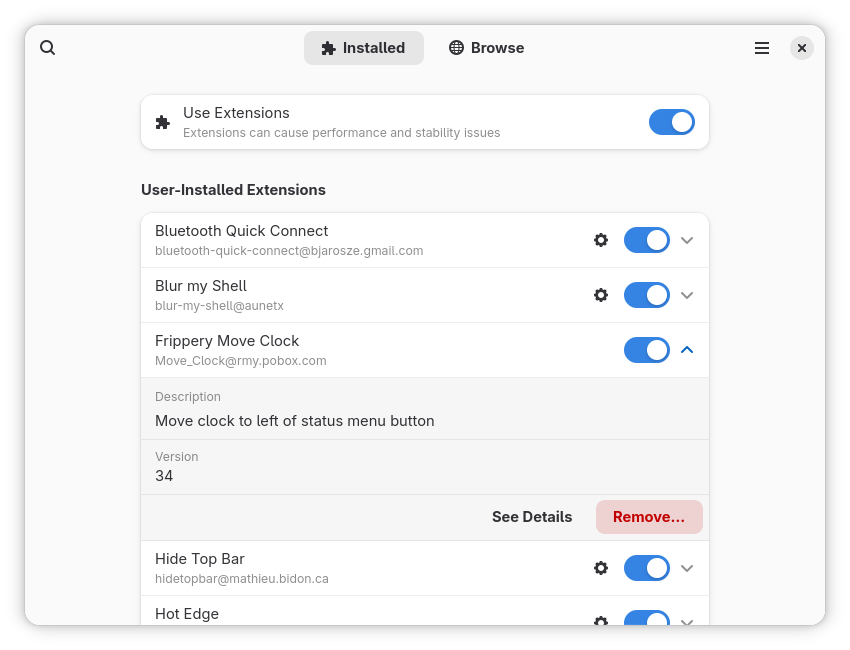Debian Gnome Extension