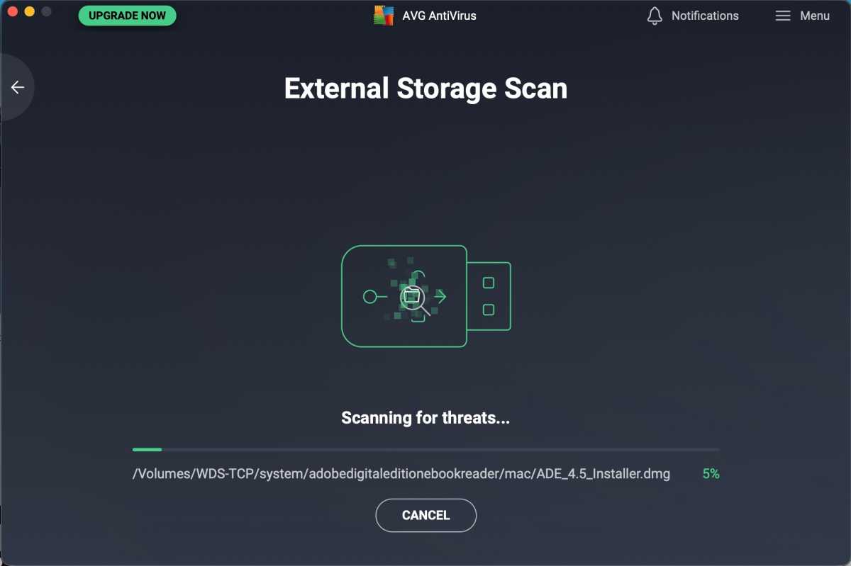 AVGFreeMac extrenal storage scan