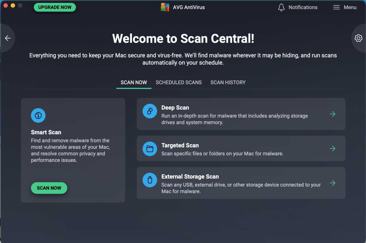 AVGFreeMac types of scan