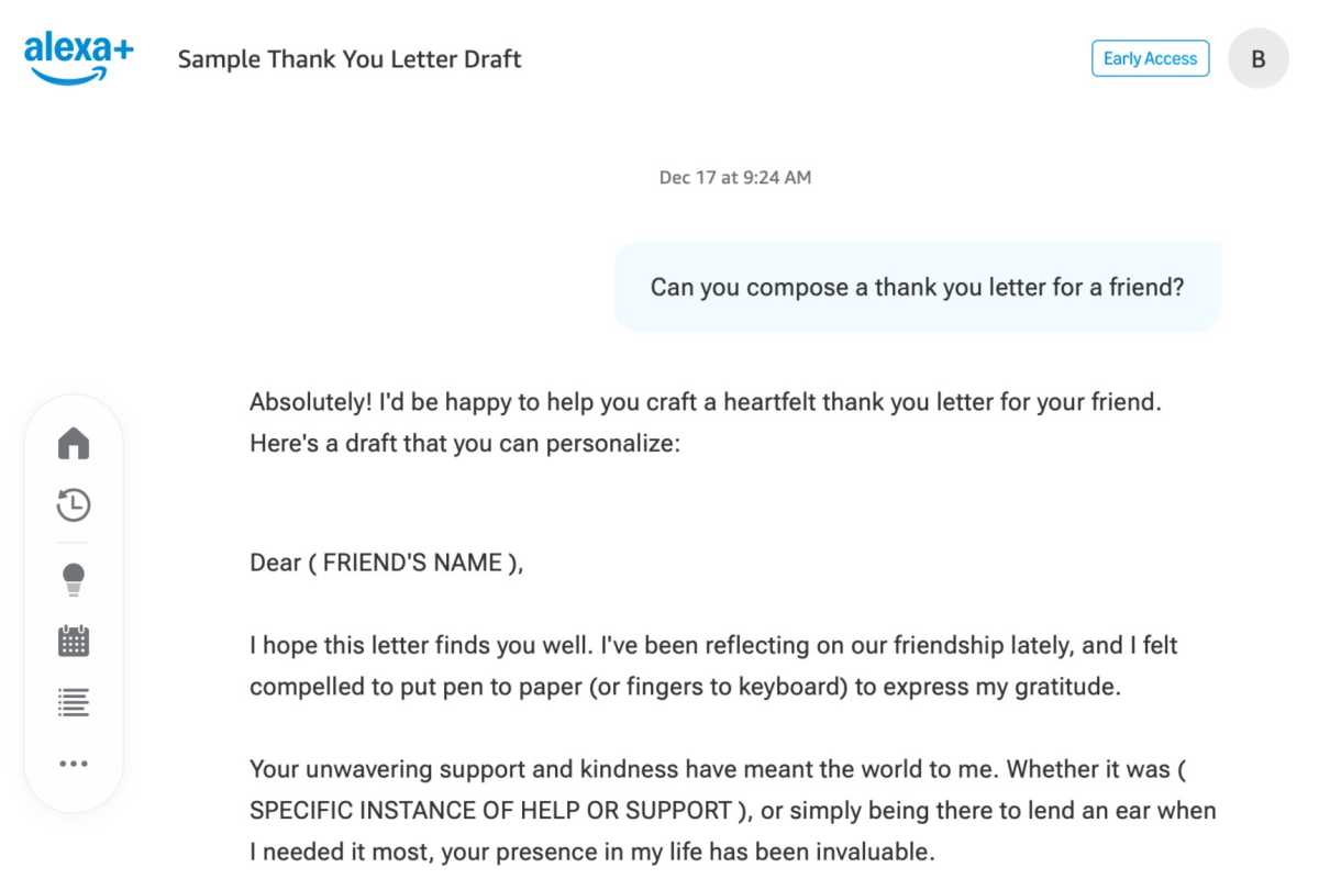 Thư cảm ơn Alexa Plus