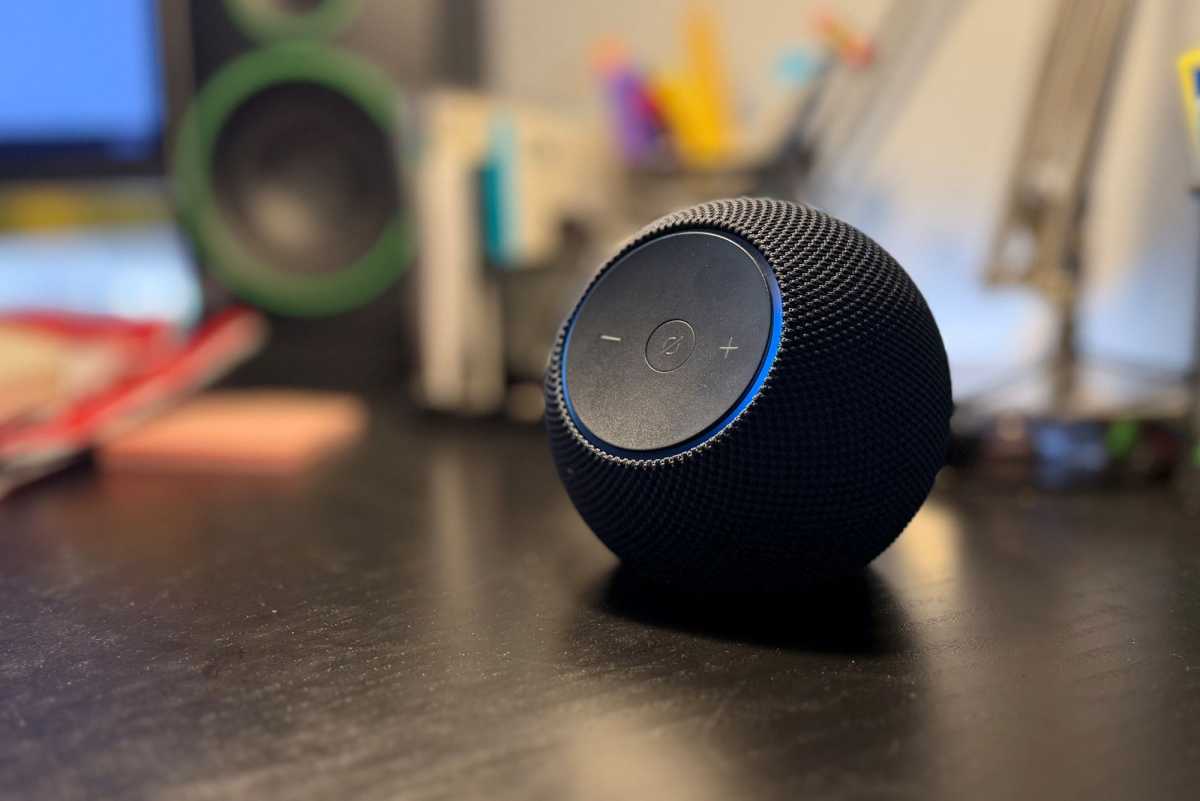 Amazon Echo Dot Max with blue Alexa ring