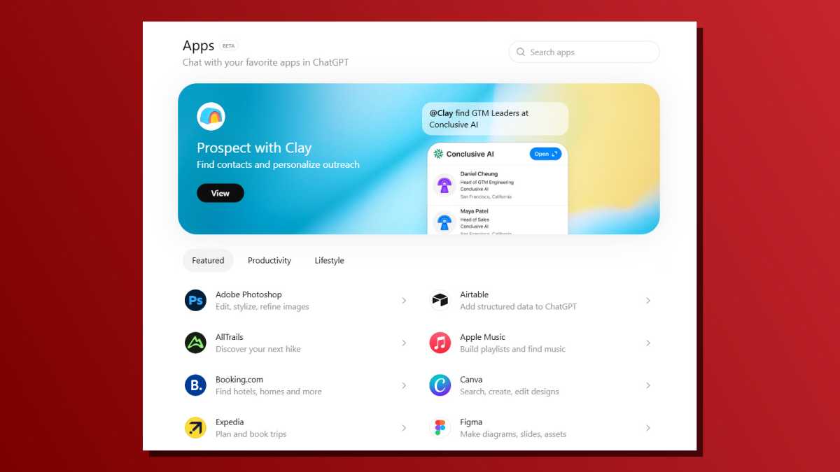 ChatGPT new Apps section