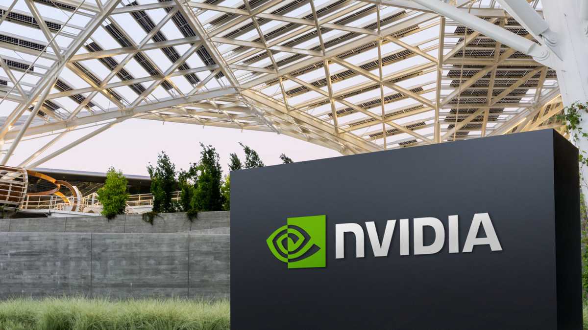 Nvidia sign outside luxurious building