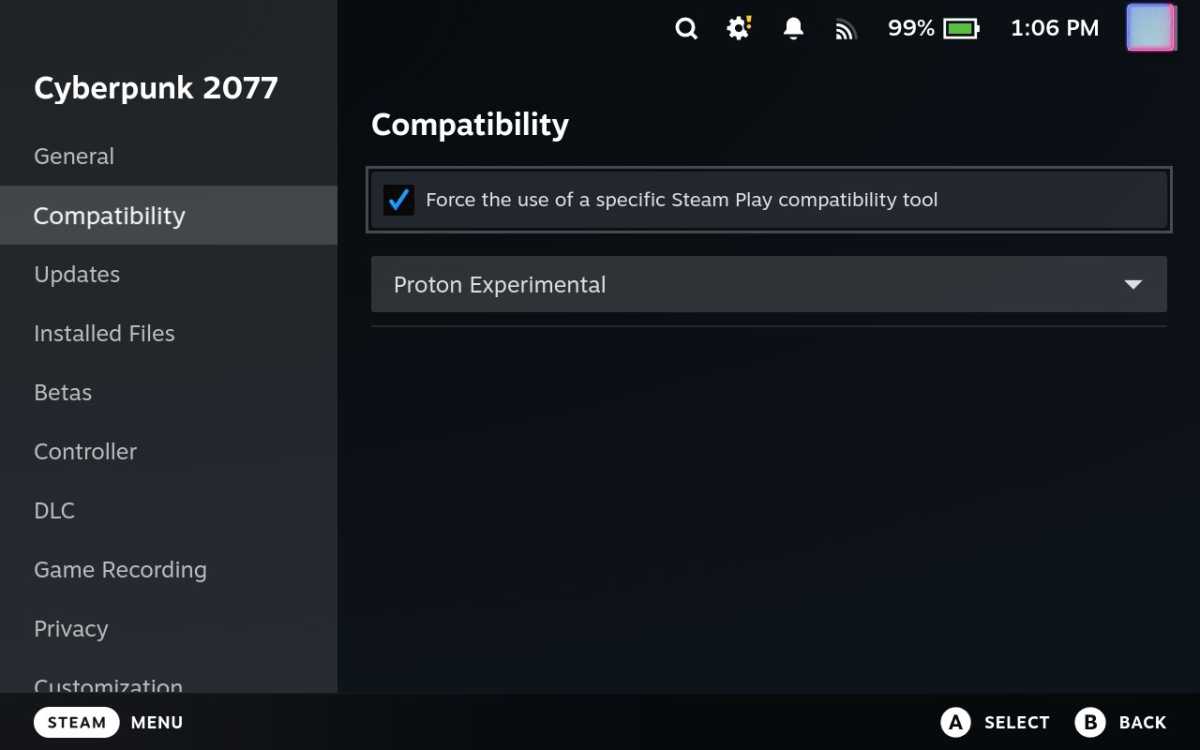 Proton Compatibility Options on Steam Deck
