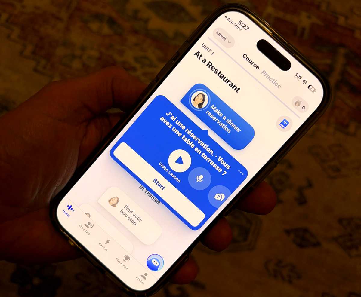Speak language app running on an iPhone