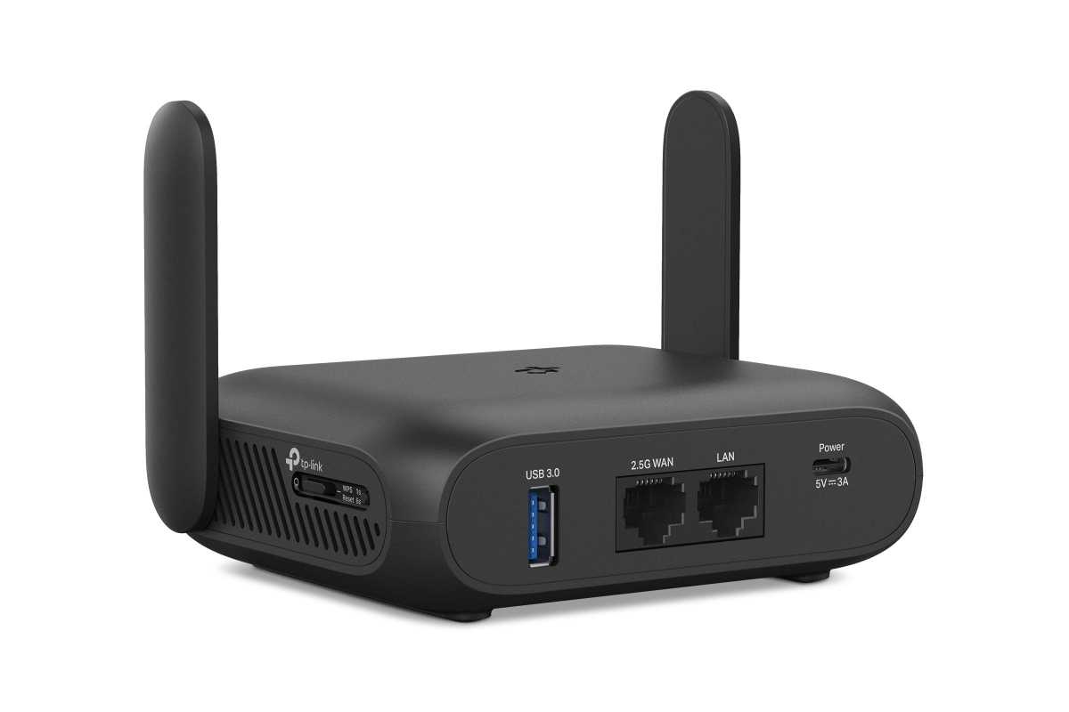 Photo of TP Link Travel Router Showing Rear Ports