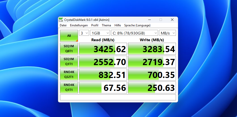 Test Acemagic M1 crystaldiskmark