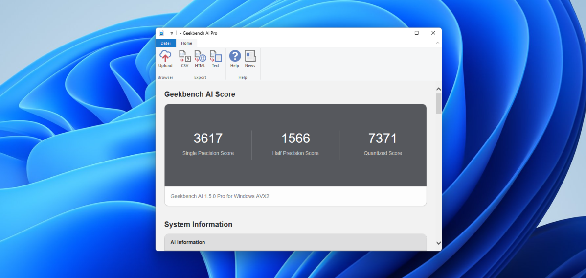 Test Alliwava H90 Pro - Geekbench AI